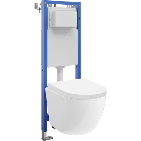 Mexen Lena Unterputz-WC-Set mit schmalem Eckrahmen Tex W, mit WC-Schüssel Tornado und Soft-Close-Sitz, weiß - 610530220200T