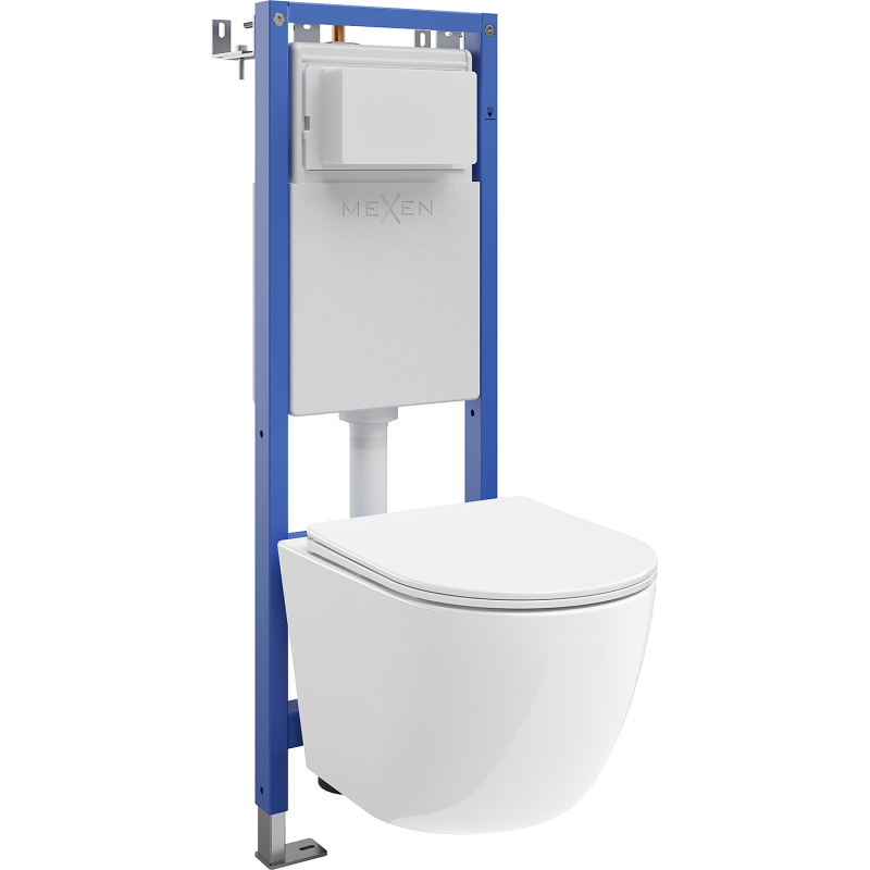 Mexen Lena Unterputz-WC-Set schmaler Eckrahmen Tex W mit WC-Schüssel Tornado und Absenkautomatik-Sitz, weiß - 610530220300T