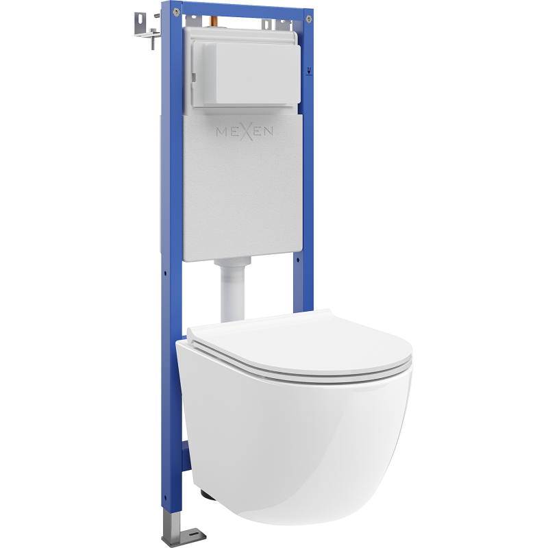 Mexen Lena Unterputz-WC-Set schmal mit Eckrahmen Tex W mit WC-Schüssel und Softclose-Sitz, weiß - 610530220500