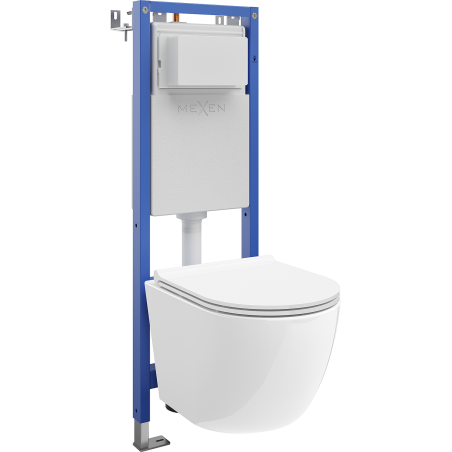 Mexen Lena Unterputz-WC-Set schmal mit Eckrahmen Tex W mit WC-Schüssel und Softclose-Sitz, weiß - 610530220500