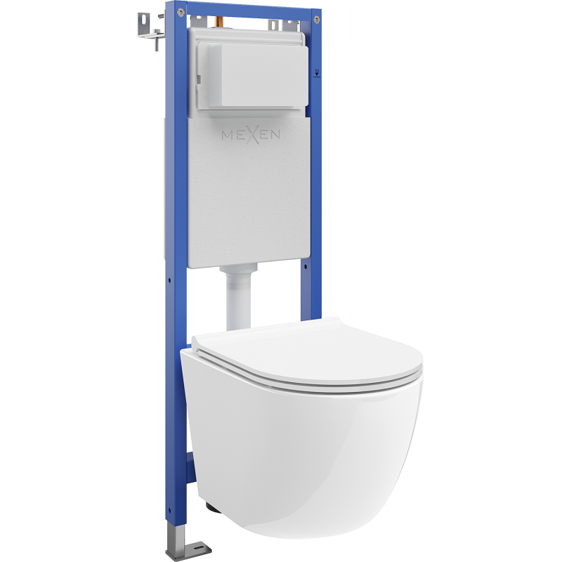 Mexen Lena Unterputz-WC-Set, schmaler Tex W Eckrahmen mit WC-Tornado-Schüssel und Absenkautomatik-Sitz, weiß - 610530220500T
