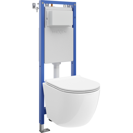 Mexen Lena Unterputz-WC-Set, schmaler Tex W Eckrahmen mit WC-Tornado-Schüssel und Absenkautomatik-Sitz, weiß - 610530220500T