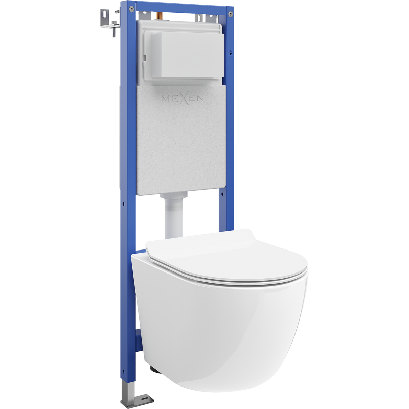 Mexen Lena WC-Unterputz-Set schmaler Eckrahmen Tex W mit WC-Schüssel und Soft-Close-Sitz, weiß - 610530224000