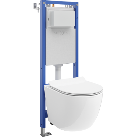 Mexen Lena WC-Unterputz-Set schmaler Eckrahmen Tex W mit WC-Schüssel und Soft-Close-Sitz, weiß - 610530224000