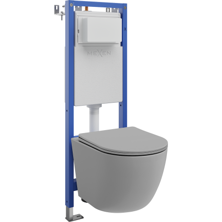 Mexen Lena Unterputz-WC-Set, schmaler Eckrahmen Tex W mit WC-Schüssel und Softclose-Sitz, hellgrau matt - 610530224061