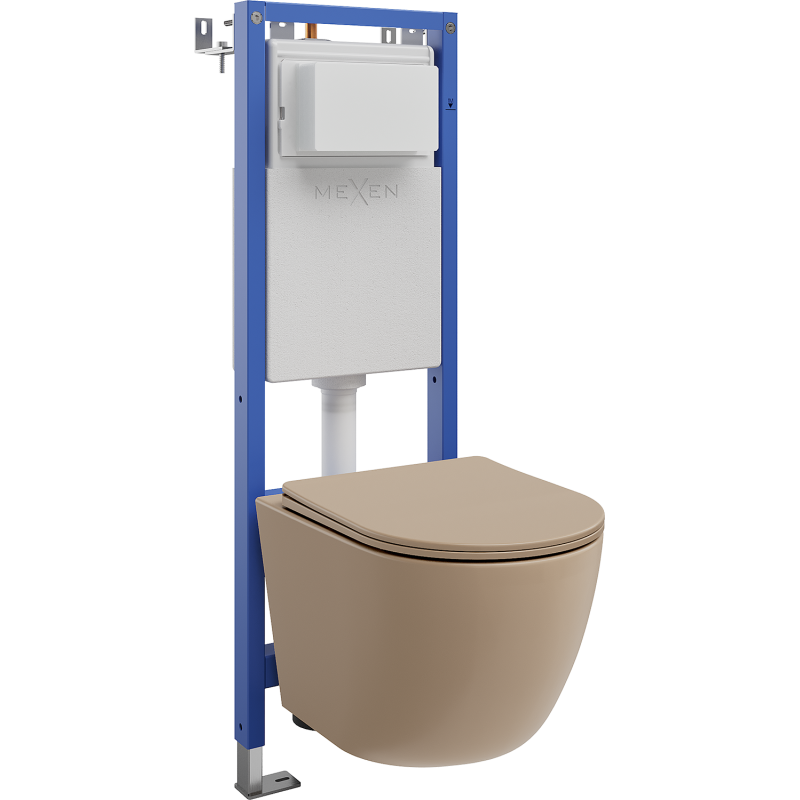Mexen Lena Unterputz-WC-Set, schmaler Eckrahmen Tex W mit WC-Schüssel und Softclose-Deckel, Cappuccino matt - 610530224064