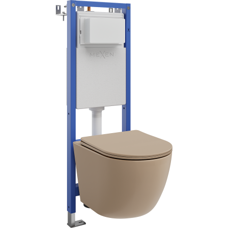 Mexen Lena Unterputz-WC-Set, schmaler Eckrahmen Tex W mit WC-Schüssel und Softclose-Deckel, Cappuccino matt - 610530224064