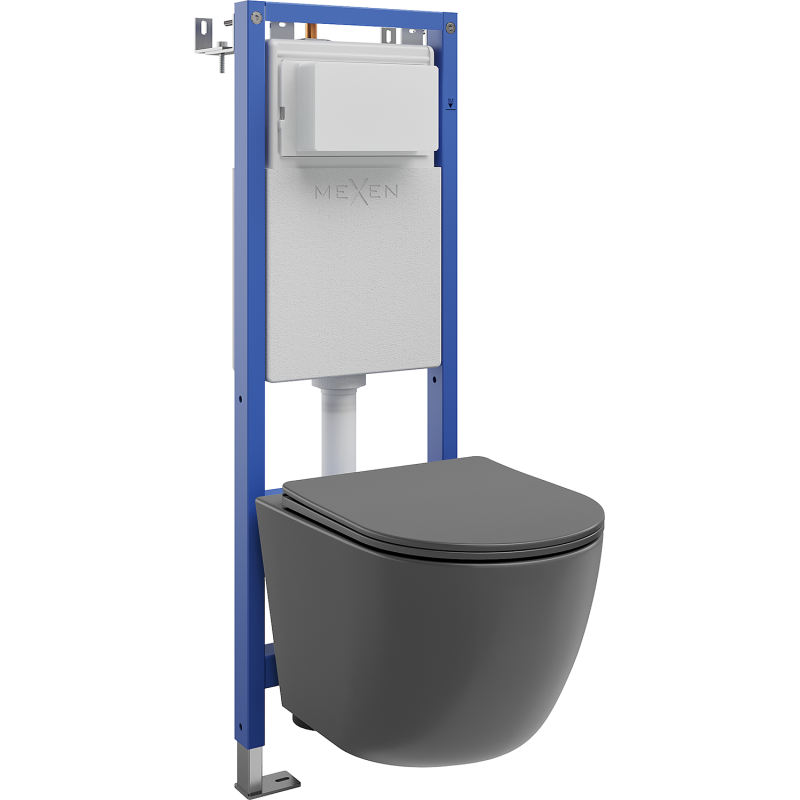 Mexen Lena verdecktes WC-Set schmaler Eckrahmen Tex W mit WC-Schüssel und Soft-Close-Sitz, dunkelgrau matt - 610530224071