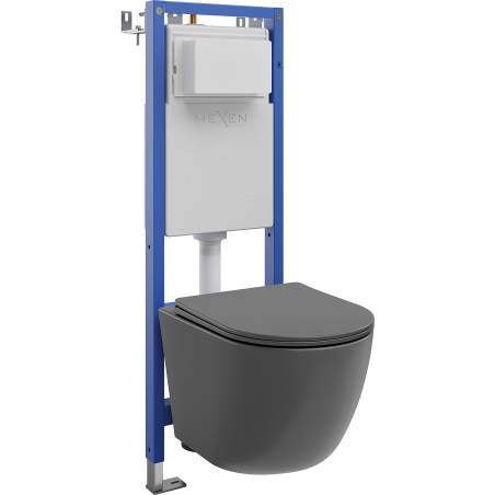 Mexen Lena verdecktes WC-Set schmaler Eckrahmen Tex W mit WC-Schüssel und Soft-Close-Sitz, dunkelgrau matt - 610530224071