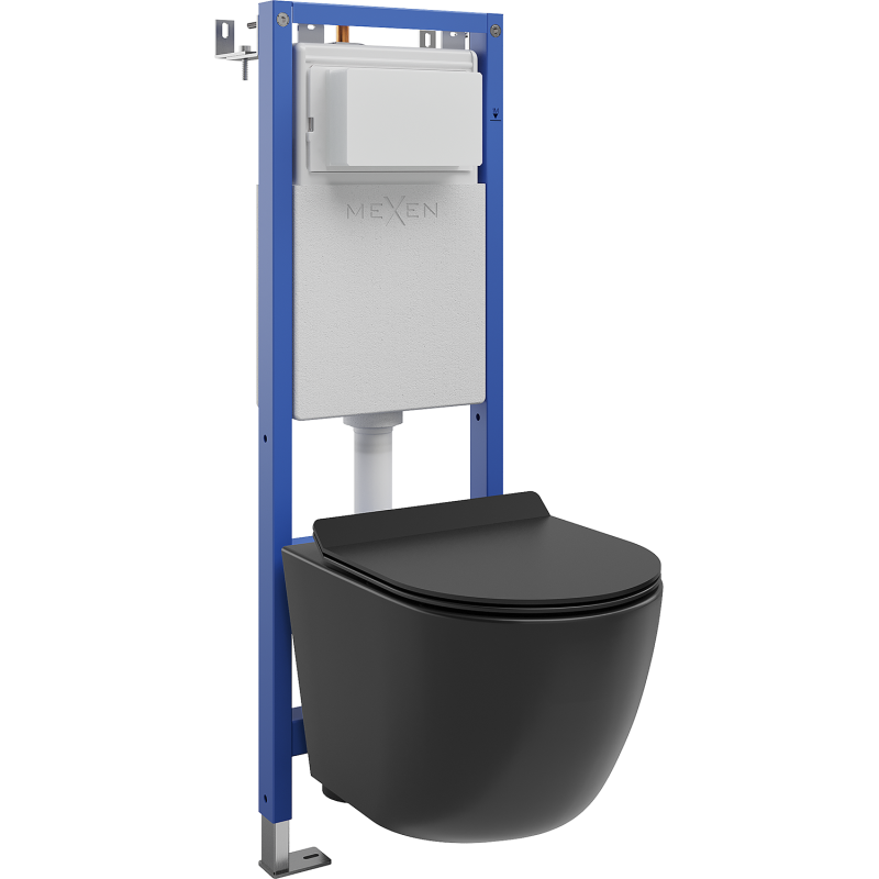 Mexen Lena Unterputz-WC-Set mit schmalem eckigem Rahmen Tex W mit WC-Schüssel Tornado und Soft-Close-Sitz, schwarze Matt