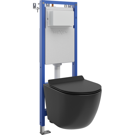 Mexen Lena Unterputz-WC-Set mit schmalem eckigem Rahmen Tex W mit WC-Schüssel Tornado und Soft-Close-Sitz, schwarze Matt