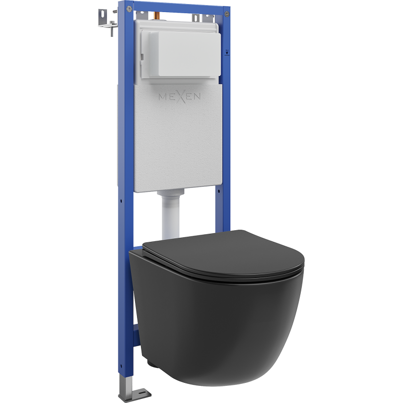 Mexen Lena Unterputz-WC-Set mit schmalem Eckrahmen Tex W mit WC-Schüssel und Soft-Close-Sitz, schwarzmatt - 610530221085