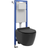 Mexen Carmen Unterputz-WC-Set, schmaler Eckrahmen Tex W mit WC-Schüssel und Absenkautomatik-Sitz, schwarz matt - 610530880185
