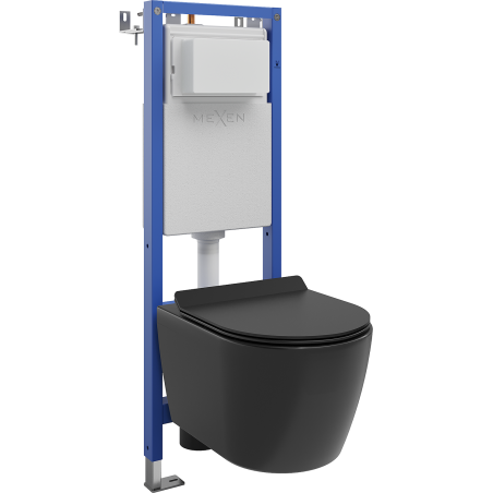 Mexen Carmen Unterputz-WC-Set, schmaler Rahmeneck-Tex W mit WC-Schüssel Tornado und Softclose-Sitz, schwarz matt