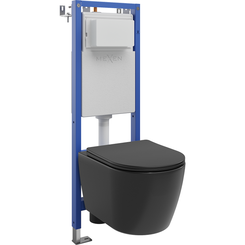 Mexen Carmen unterputz-WC-Set schmaler, eckiger Tex W mit WC-Schüssel Tornado und Softclose-Sitz, schwarz matt - 610530881085T