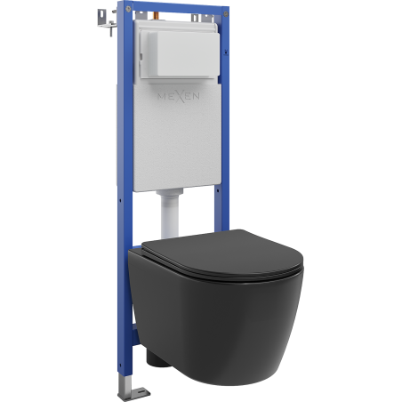 Mexen Carmen unterputz-WC-Set schmaler, eckiger Tex W mit WC-Schüssel Tornado und Softclose-Sitz, schwarz matt - 610530881085T