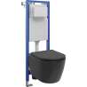 Mexen Carmen unterputz-WC-Set schmaler, eckiger Tex W mit WC-Schüssel Tornado und Softclose-Sitz, schwarz matt - 610530881085T