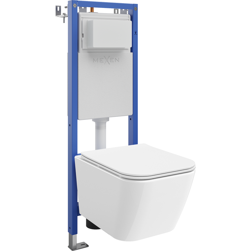 Mexen Madox Unterputz-WC-Set, schmaler Eckrahmen Tex W mit WC-Schüssel und Absenkautomatik, weiß - 610530154000