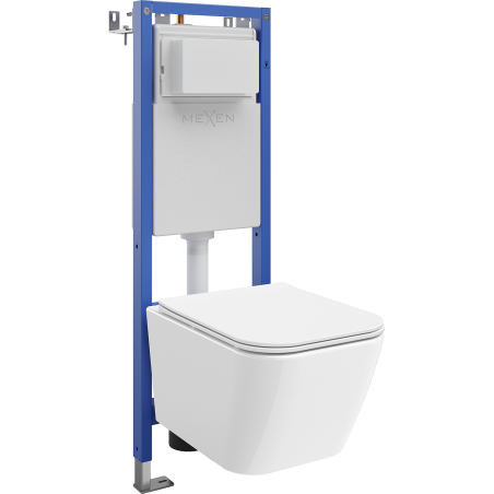 Mexen Madox Unterputz-WC-Set, schmaler Eckrahmen Tex W mit WC-Schüssel und Absenkautomatik, weiß - 610530154000