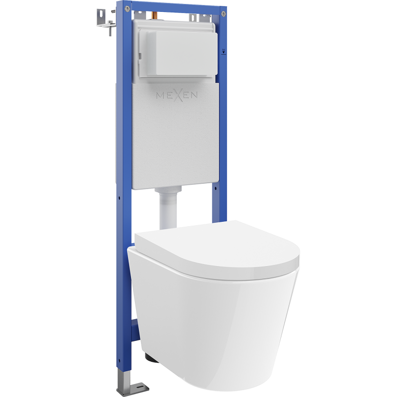 Mexen Rico WC-Unterputzset mit schmalem Eckrahmen Tex W mit WC-Schüssel und Absenkautomatik, weiß - 610530720200