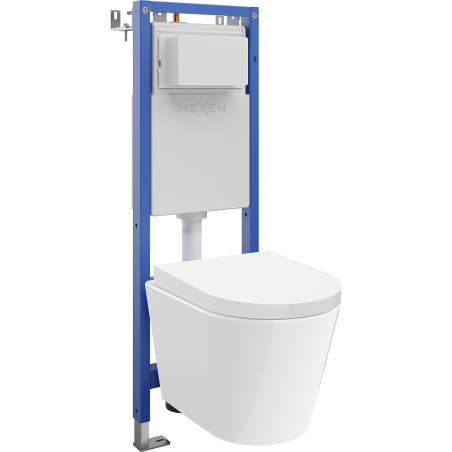 Mexen Rico WC-Unterputzset mit schmalem Eckrahmen Tex W mit WC-Schüssel und Absenkautomatik, weiß - 610530720200