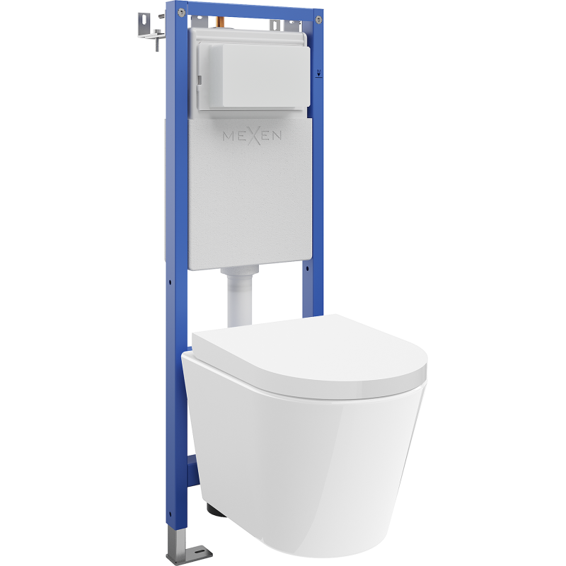 Mexen Rico WC-Unterputzset, schmaler Eckrahmen Tex W mit WC-Schüssel Tornado und Absenkautomatik, weiß - 610530720200T