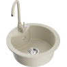 Mexen Diego granitspüle 1-becken mit Küchenarmatur Telma, beige - 6512-69-670200-69