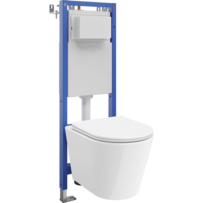 Mexen Rico Unterputz-WC-Set Tex W mit schmalem, eckigem Rahmen, WC-Schüssel und Softclose-Sitz, weiß - 610530720300