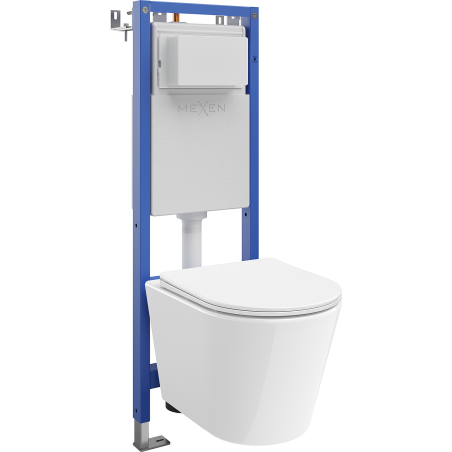 Mexen Rico Unterputz-WC-Set Tex W mit schmalem, eckigem Rahmen, WC-Schüssel und Softclose-Sitz, weiß - 610530720300