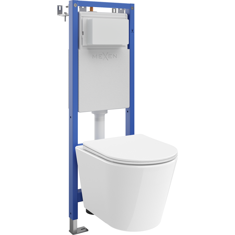 Mexen Rico Unterputz-WC-Set, schmaler Eckrahmen Tex W mit WC-Schüssel Tornado und Soft-Close-Sitz, weiß - 610530720300T