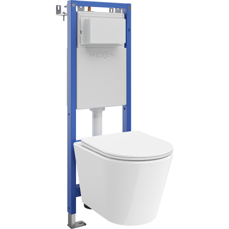 Mexen Rico Unterputz-WC-Set, schmaler Eckrahmen Tex W mit WC-Schüssel Tornado und Soft-Close-Sitz, weiß - 610530720300T