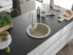Mexen Diego Granitspüle 1-Becken mit Küchenarmatur Telma, beige - 6512-69-670200-69