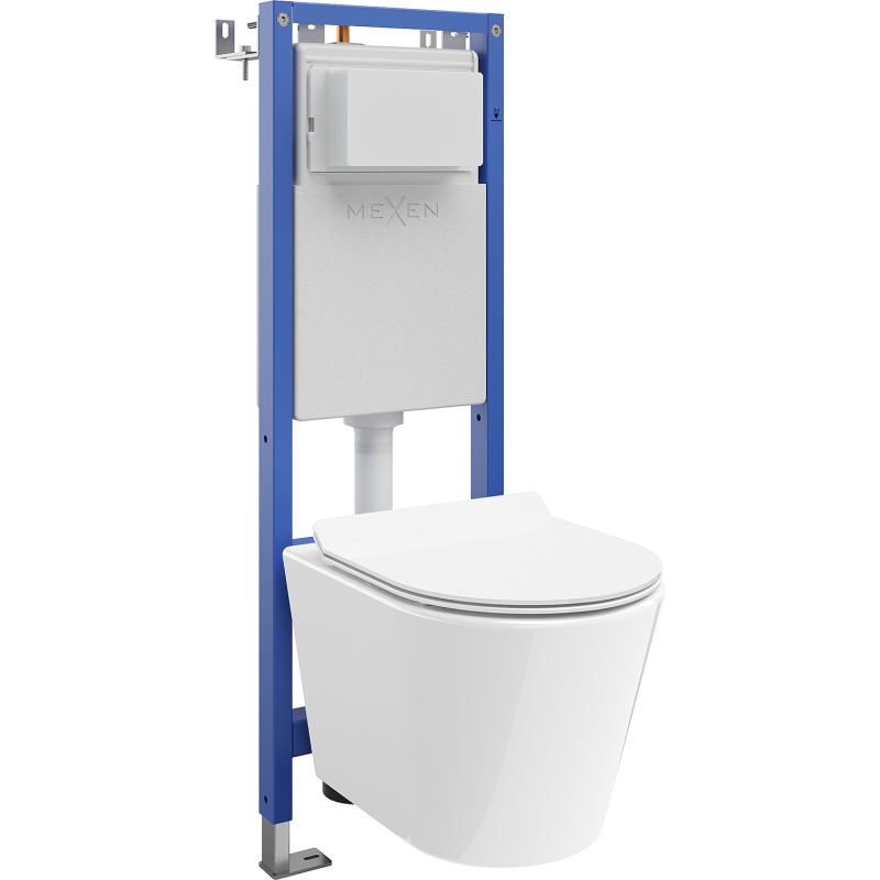 Mexen Rico Unterputz-WC-Set mit schmalem Eckrahmen Tex W mit WC-Schüssel und Softclose-Brille, weiß - 610530724000