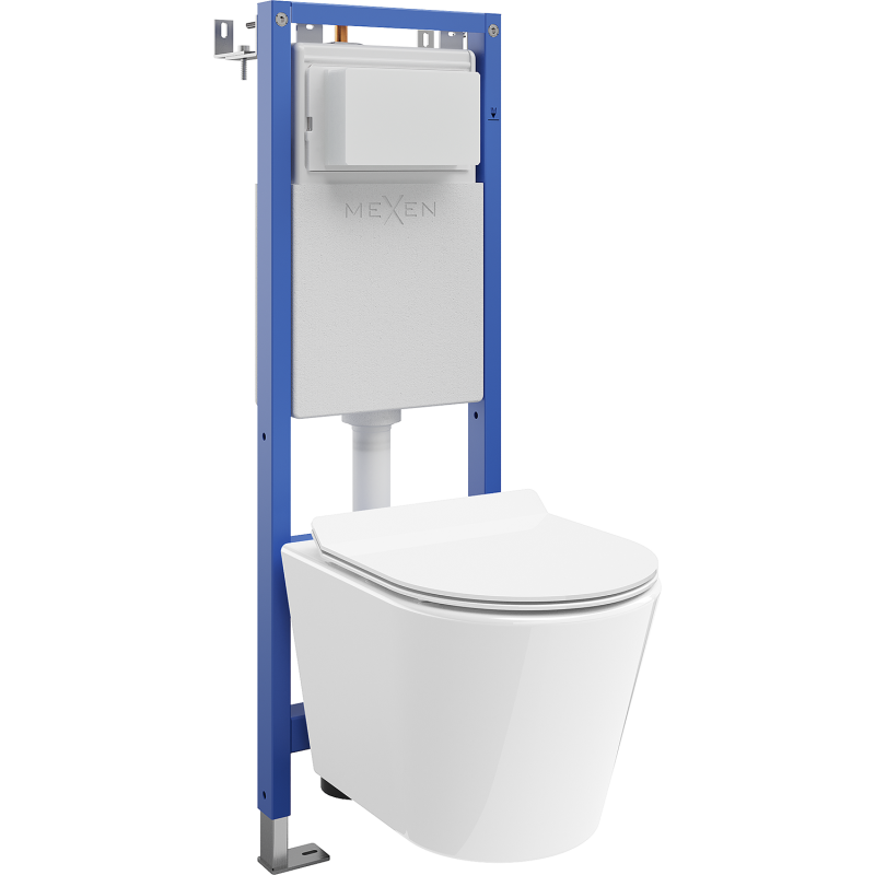 Mexen Rico Unterputz-WC-Set schmal, Eckvariante Tex W mit WC-Schüssel Tornado und Absenkautomatik-Sitz, weiß - 610530724000T