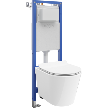 Mexen Rico Unterputz-WC-Set schmal, Eckvariante Tex W mit WC-Schüssel Tornado und Absenkautomatik-Sitz, weiß - 610530724000T