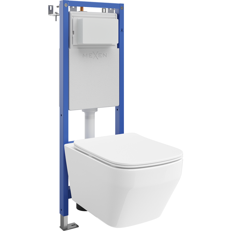 Mexen Riva WC-Unterputzset mit schmalem Eckrahmen Tex W mit WC-Schüssel Tornado und Soft-Close-Sitz, weiß - 610530630200T
