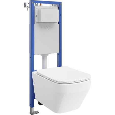 Mexen Riva WC-Unterputzset mit schmalem Eckrahmen Tex W mit WC-Schüssel Tornado und Soft-Close-Sitz, weiß - 610530630200T