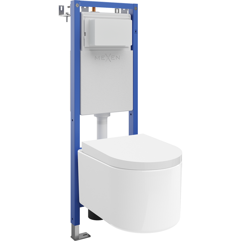 Mexen Sofia Unterputz-WC-Set, schmaler Eckrahmen Tex W mit WC-Schüssel und Absenkautomatik, weiß - 610530540200