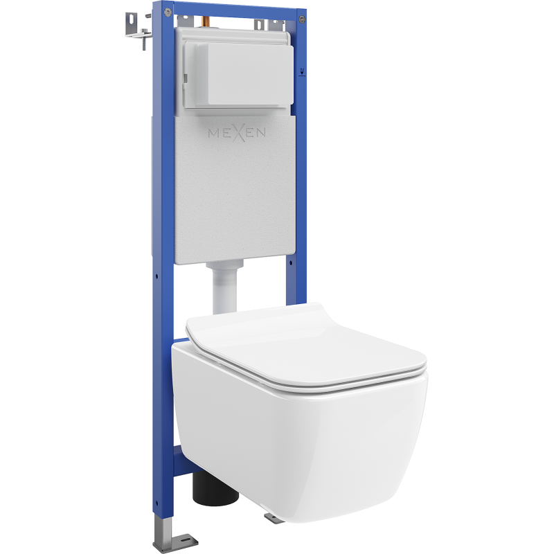 Mexen Stella Unterputz-WC-Set, schmaler Eckrahmen Tex W mit WC-Schüssel und Soft-Close-Sitz, weiß - 610530680800