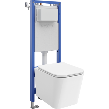 Mexen Teo Unterputz-WC-Set schmaler, eckiger Tex-W-Bügel mit WC-Schüssel und Absenkautomatik, weiß - 610530850600
