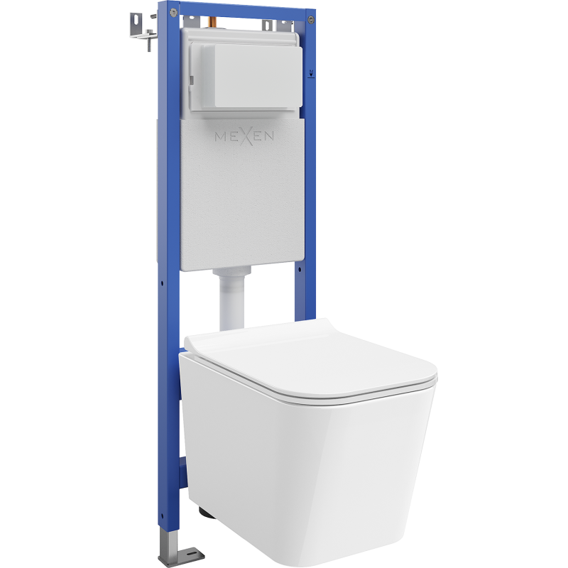 Mexen Teo Unterputz-WC-Set schmaler Eckrahmen Tex W mit WC-Schüssel Tornado und Absenkautomatik, weiß - 610530850700T