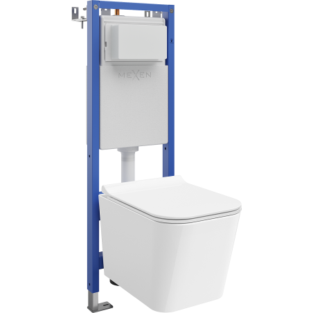 Mexen Teo Unterputz-WC-Set schmaler Eckrahmen Tex W mit WC-Schüssel Tornado und Absenkautomatik, weiß - 610530850700T