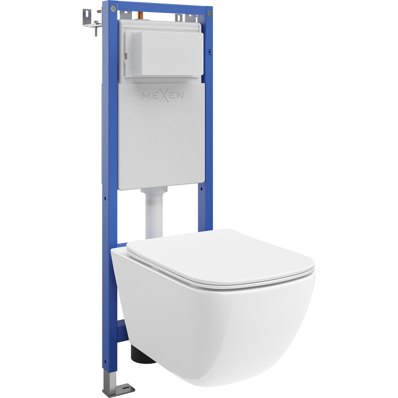 Mexen Timo Unterputz-WC-Set schmaler, eckenbündiger Tex W mit WC-Schüssel Tornado und Soft-Close-Sitz, weiß - 610530650200T