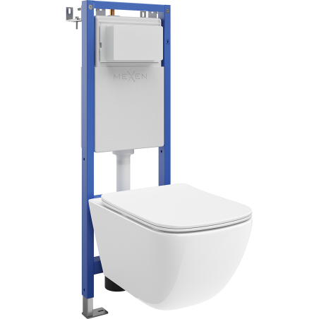 Mexen Timo Unterputz-WC-Set schmaler, eckenbündiger Tex W mit WC-Schüssel Tornado und Soft-Close-Sitz, weiß - 610530650200T