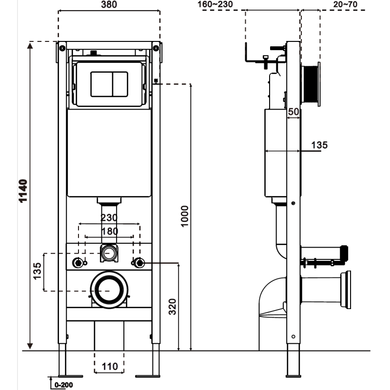 Mexen Timo Unterputz-WC-Set schmaler, eckenbündiger Tex W mit WC-Schüssel Tornado und Soft-Close-Sitz, weiß - 610530650200T
