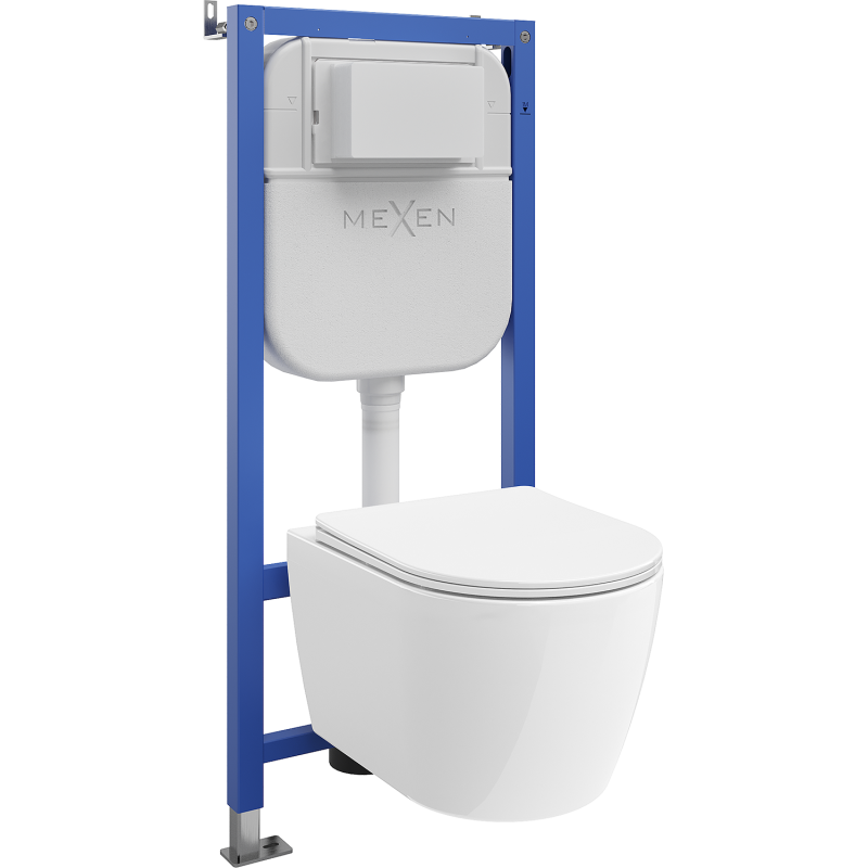 Mexen Carmen Unterputz-WC-Set mit pneumatischem Rahmen Tex Air E mit WC-Schüssel Tornado und Soft-Close-Sitz, weiß