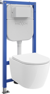 Mexen Carmen Unterputz-WC-Set mit pneumatischem Rahmen Tex Air E mit WC-Schüssel Tornado und Soft-Close-Sitz, weiß