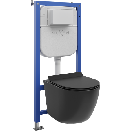 Mexen Lena Unterputz-WC-Set Tex E mit WC-Schüssel und Soft-Close-Sitz, Schwarz Matt - 610930220185