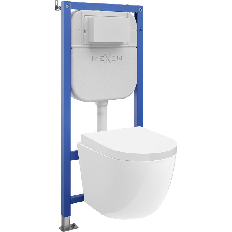 Mexen Lena Unterputz-WC-Set pneumatischer Rahmen Tex Air E mit WC-Schüssel Tornado und Absenkautomatik, weiß - 610930220200TA