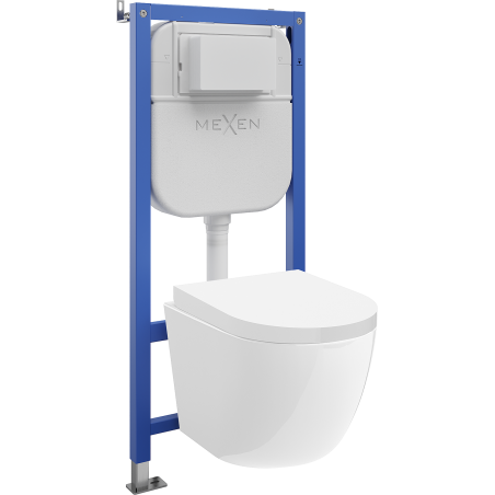 Mexen Lena Unterputz-WC-Set pneumatischer Rahmen Tex Air E mit WC-Schüssel Tornado und Absenkautomatik, weiß - 610930220200TA